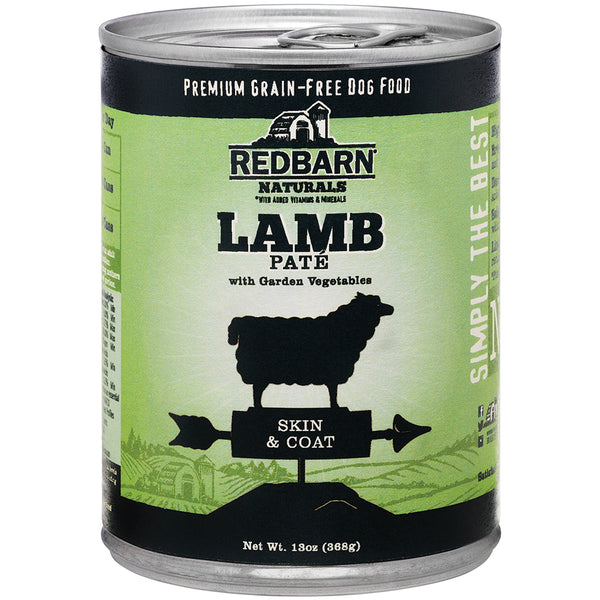 Redbarn Naturals Pâté à l'Agneau pour Peau et Pelage Sans céréales Nourriture en conserve pour chiens