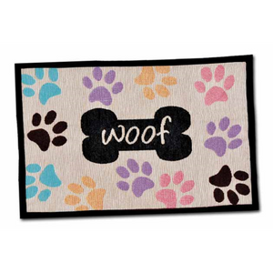 Bella Fashion Mats Woof with Multi Paws Dog Mat