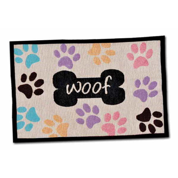 Bella Fashion Mats Woof with Multi Paws Dog Mat