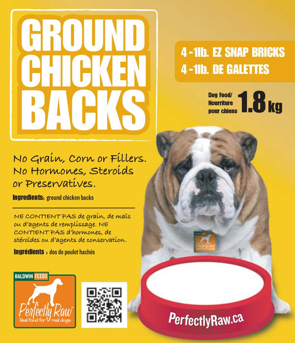 Perfectly Raw Ground Chicken Backs Frozen Dog Food
