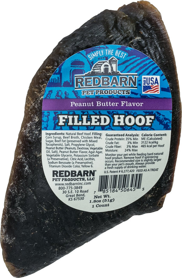 Redbarn Peanut Butter Filled Cow Hooves Dog Treats, 1-count [DISPLAY]