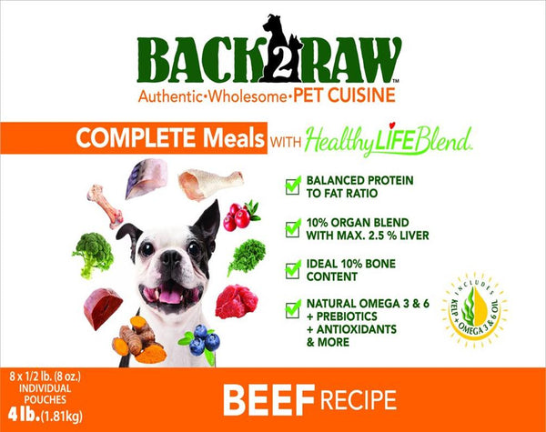 Back2Raw Complete Meals Beef Recipe Frozen Dog Food