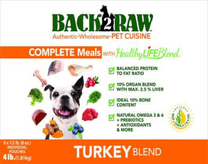 Back2Raw Complete Meals Turkey Blend Frozen Dog Food