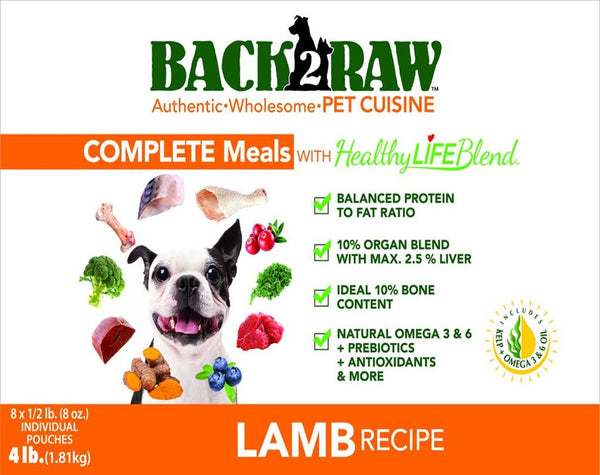 Back2Raw Complete Meals Lamb Recipe Frozen Dog Food