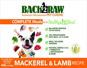 Back2Raw Complete Meal Lamb & Mackerel Blend Frozen Dog Food