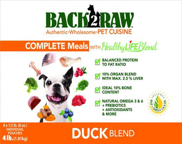 Back2Raw Complete Meals Duck Blend Frozen Dog Food