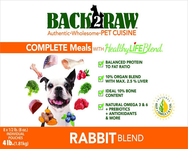 Back2Raw Complete Meals Rabbit Blend Frozen Dog Food