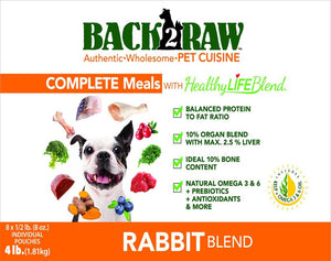Back2Raw Complete Meals Rabbit Blend Frozen Dog Food