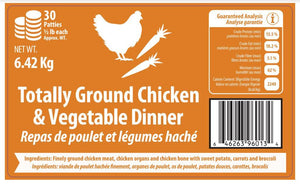 Totally Raw Pet Food Repas congelé totalement poulet haché et légumes pour chiens