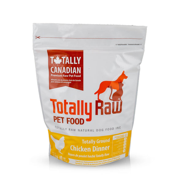 Totally Raw Pet Food Dîner totalement moulu au poulet congelé pour chiens