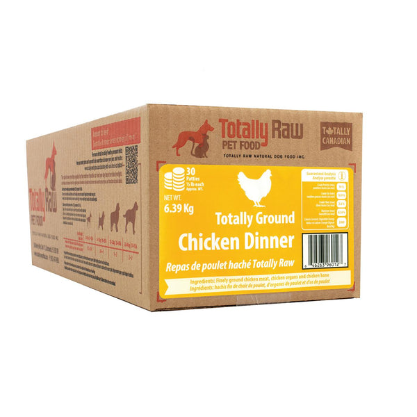 Totally Raw Pet Food Dîner totalement moulu au poulet congelé pour chiens