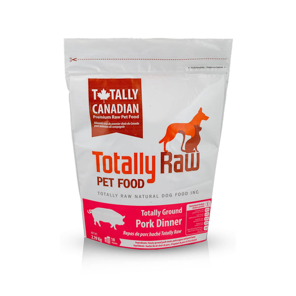 Totally Raw Pet Food Dîner totalement moulu au porc congelé pour chiens