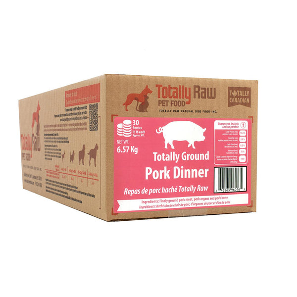 Totally Raw Pet Food Dîner totalement moulu au porc congelé pour chiens