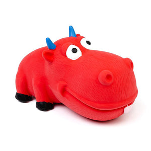 Bud'z Latex Big Snout Bull Squeaker Dog Toy, Red, 18-cm
