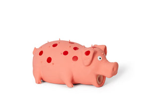 Bud'z Latex Spotted Pig Squeaker Dog Toy, Pink, 21-cm
