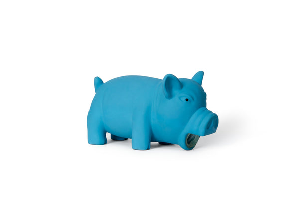 Bud'z Latex Pig Squeaker Dog Toy, Blue, 15-cm