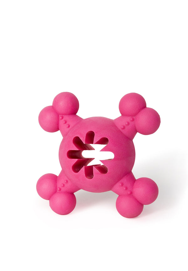 Bud'z Rubber Round Bone with Treat Hole Dog Toy, Pink