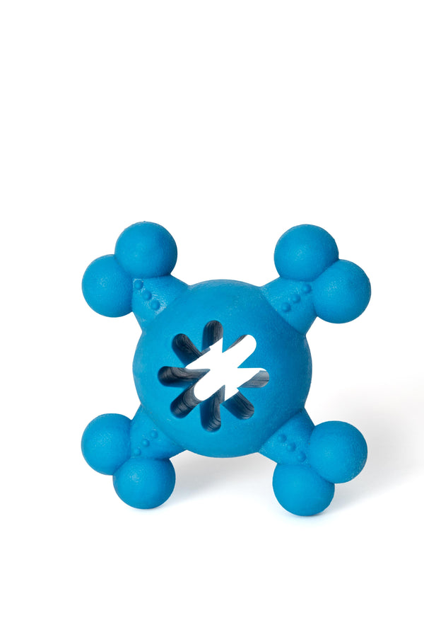Bud'z Os rond en caoutchouc avec trou pour gâteries jouet pour chien, bleu