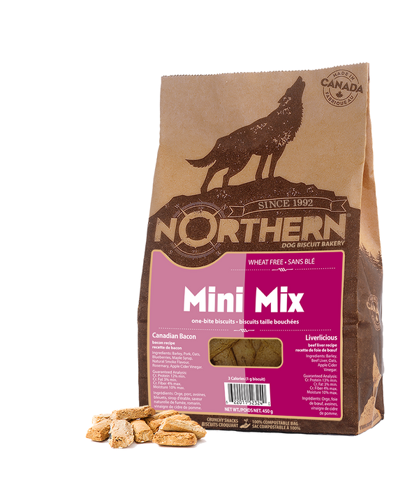 Gâteries pour chiens Northern Biscuit Mini Mix Bacon canadien et Liverlicious