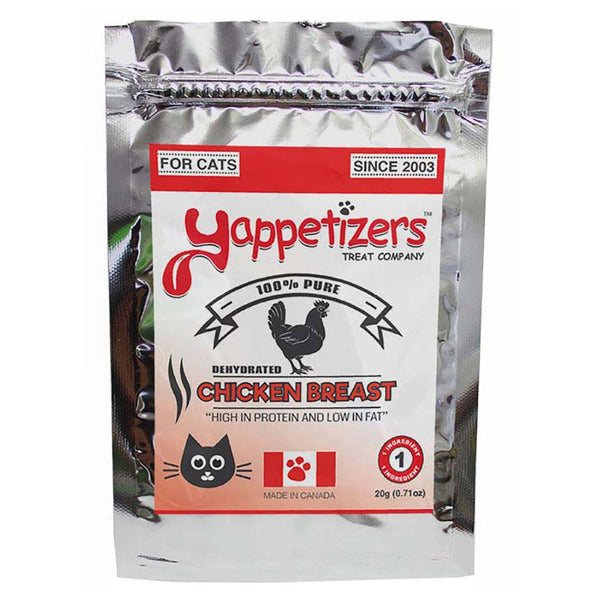 Yappetizers Chicken Breast Dehydrated Cat Treats, 20-gram