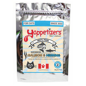 Yappetizers Friandises déshydratées pour chats au saumon et hareng, 20-grammes