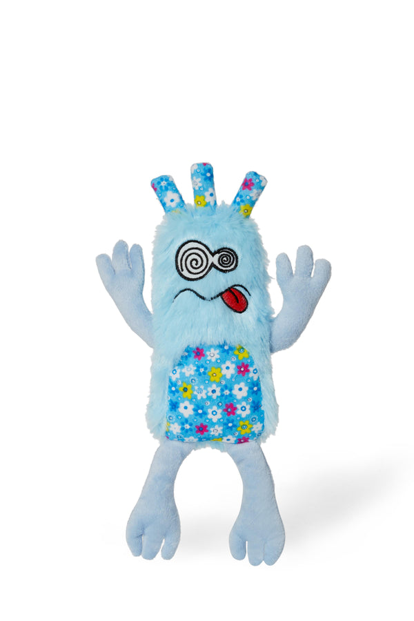 Bud'z Plush Monster Igor Floral Pattern Dog Toy, Blue, 32-cm