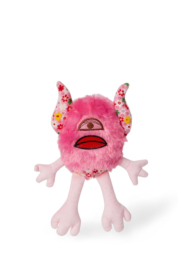 Bud'z Plush Monster Loomy Floral Pattern Dog Toy, Pink, 10.5-cm