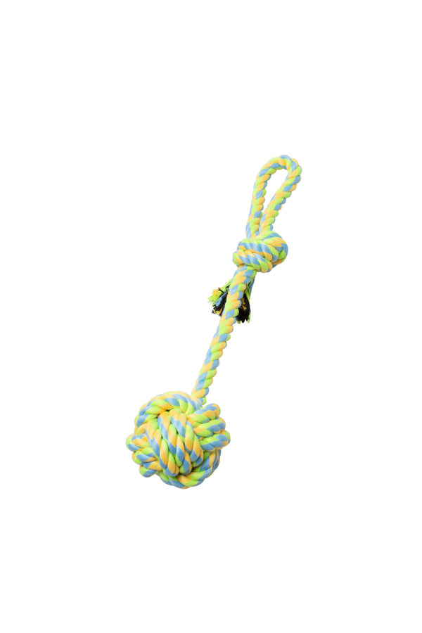 Bud'z Rope Monkey Fist with Stem & Loop Dog Toy, Green/Yellow