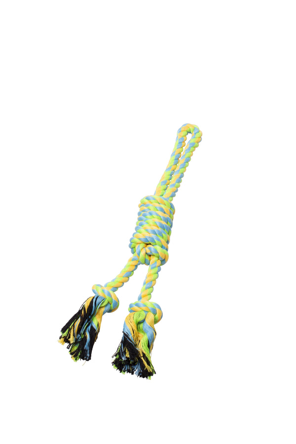 Bud'Z Jouet De Corde Pour Chien, Double Avec Boucle Et Noeuds Coulant Vert Et Jaune