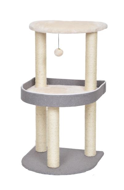 Bud'z Elbert Two Floors Cat Tree, Grey/White, 48 x 48 x 85-cm