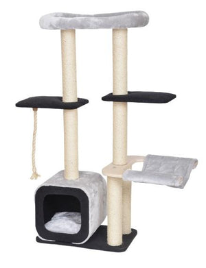 Bud'z Olympe with Hammock, Condo & Rope Cat Tree, Grey, 58 x 38 x 140-cm