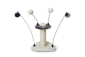 Bud'Z Station De Jeu Avec Pompoms Et Poteau En Sisal, Gris 25-cm
