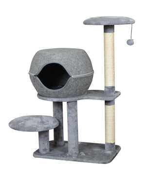 Bud'z Three Level with Hiding Place Cat Tree, Gris, 58 x 38 x 96-cm