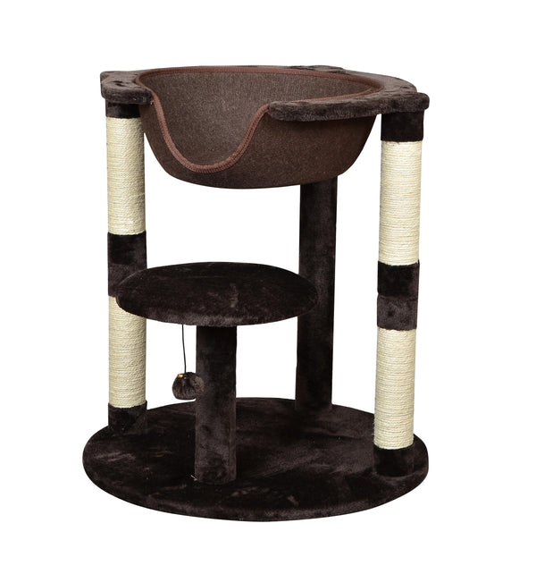 Bud'z Two Level with Suspended Bed Cat Tree, Brown, 66 x 66 x 73-cm