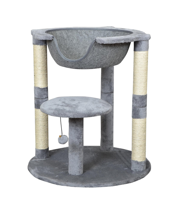 Bud'Z Arbre À Chat 2 Niveaux Avec Lit Suspendu, Gris 66X66X73-cm