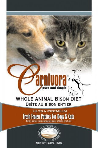 Carnivora Nourriture congelée pour chats et chiens à base de bison entier