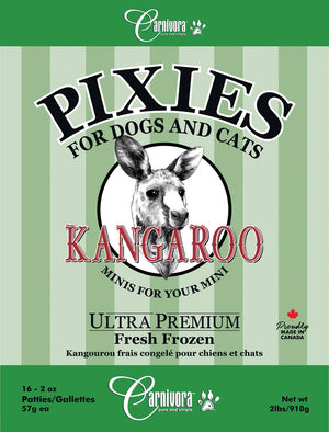 Carnivora Pixie Régime de kangourou congelé pour chats et chiens