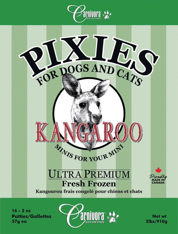 Carnivora Pixie Régime de kangourou congelé pour chats et chiens