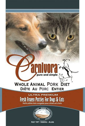 Carnivora Régime complet de porc congelé pour chats et chiens