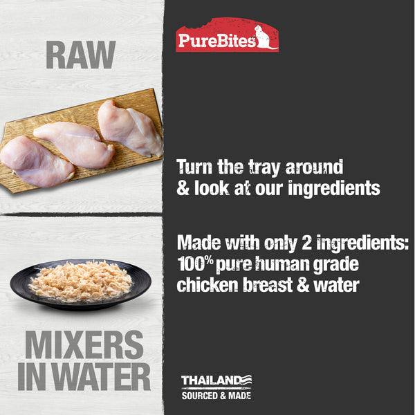 PureBites Mixers 100% Blanc de poulet dans l'eau Plateaux de nourriture pour chat sans grains