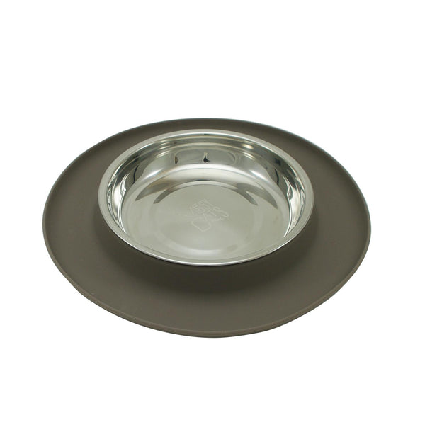 Messy Cats Bol Inox Avec Base En Silicone Pour Chat, Simple, Gris