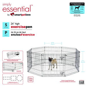 Smart Pet Love Simply Essential 8 Panel Dog Exercise Pen, Black