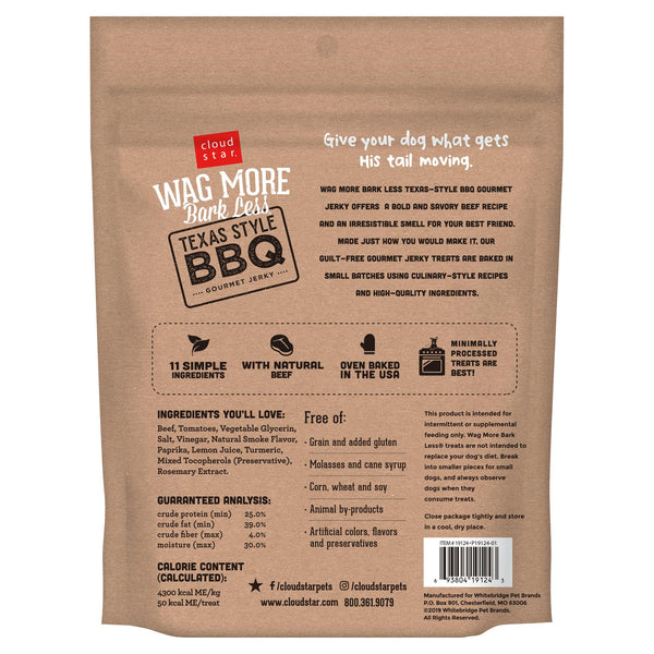 Cloud Star Wag More Bark Less Texas Style BBQ Beef Recipe Dog Treats, 10-oz