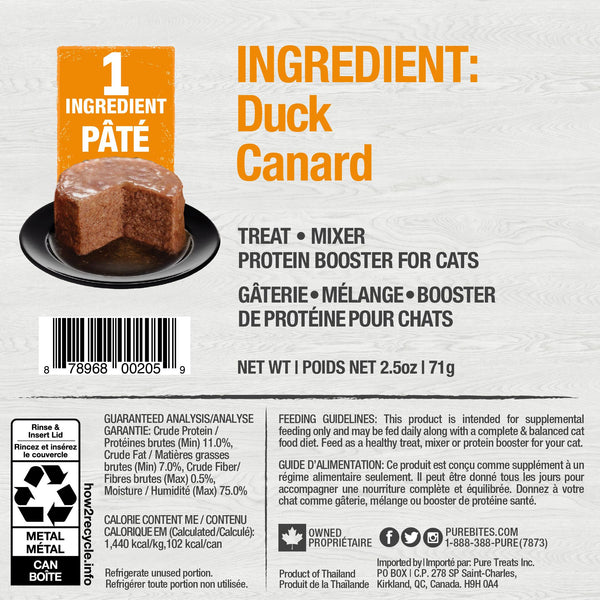 PureBites 100% Pure Duck Pates for Cats
