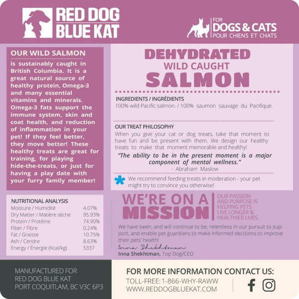 Red Dog Blue Kat Friandises déshydratées pour chiens et chats au saumon