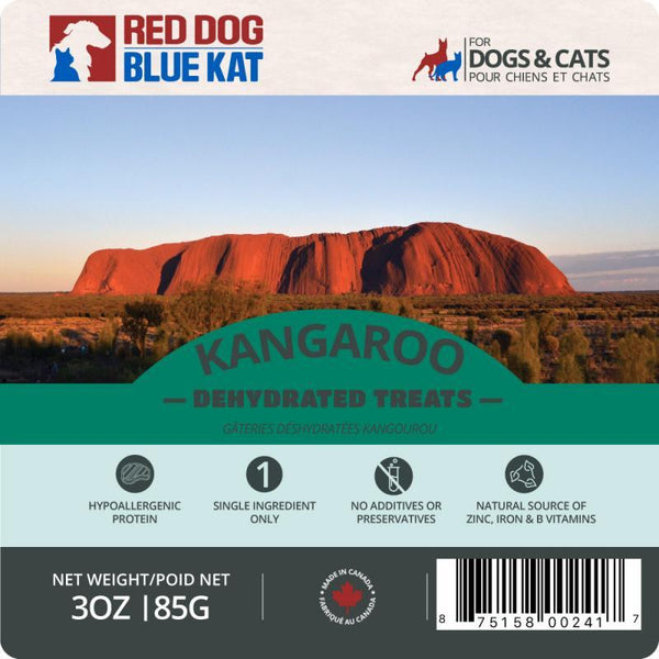 Red Dog Blue Kat Friandises déshydratées pour chiens et chats au kangourou