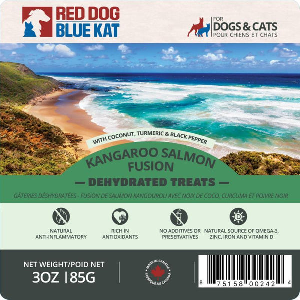 Red Dog Blue Kat Friandises déshydratées pour chiens et chats Fusion kangourou et saumon