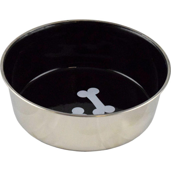 Unleashed Bones Gamelle pour animaux en acier inoxydable haute résistance, noire
