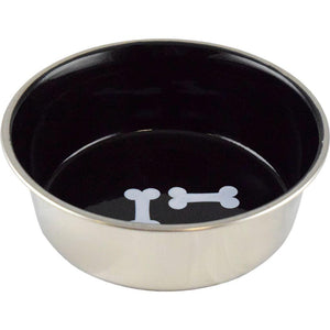Unleashed Bones Gamelle pour animaux en acier inoxydable haute résistance, noire