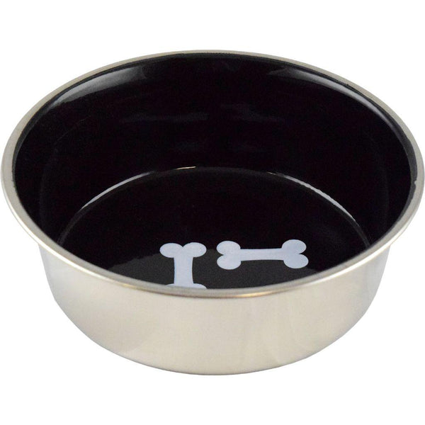 Unleashed Bones Gamelle pour animaux en acier inoxydable haute résistance, noire